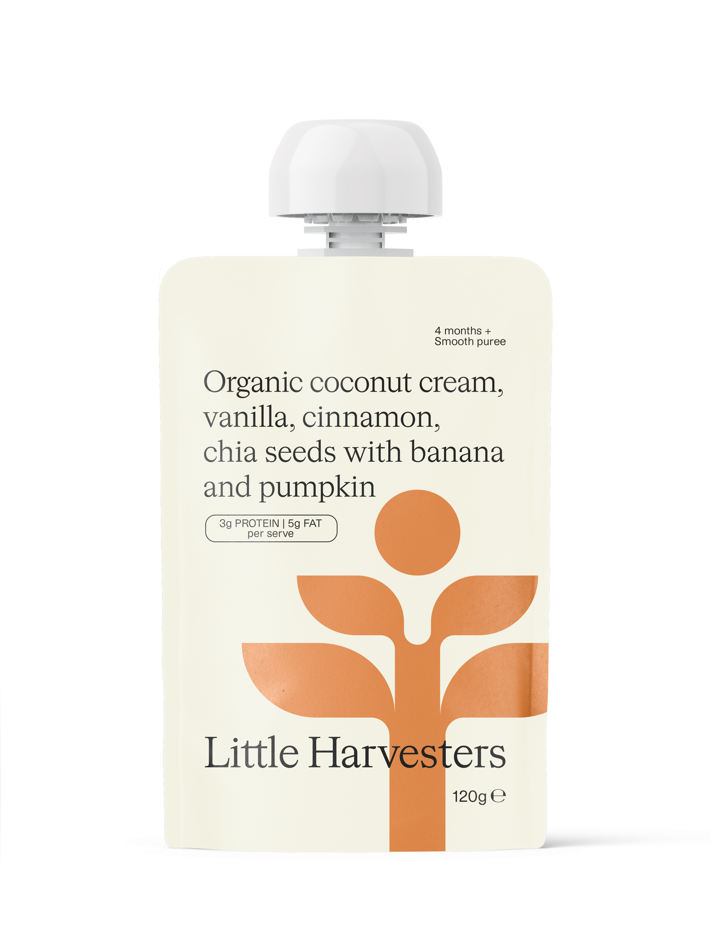 Organic coconut cream, vanilla, cinnamon, chia seeds with banana and pumpkin (pack of 6)