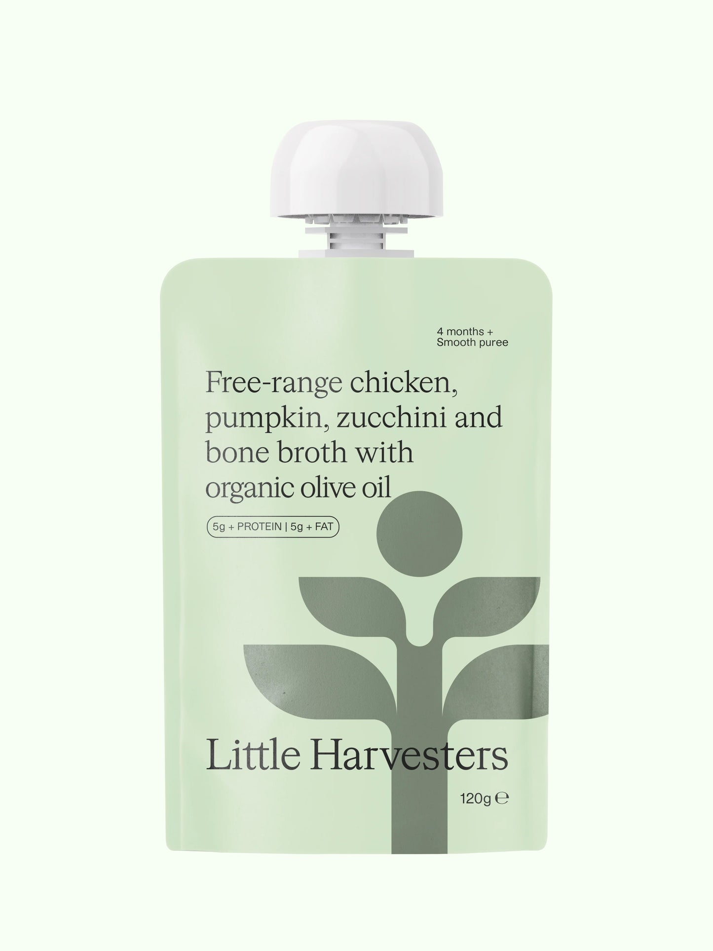 Free-range chicken, pumpkin, zucchini and bone broth with organic olive oil