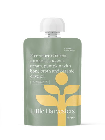 Free-range chicken, turmeric, coconut cream, pumpkin with bone broth and organic olive oil (pack of 6)